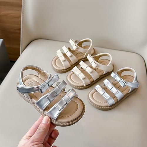 IWIHMIV Girl's Slip On Sandals Comfortable Beach Shoes Non Slip Open Toe Dressy Cute Summer Bow Soft Bottom Sandals3