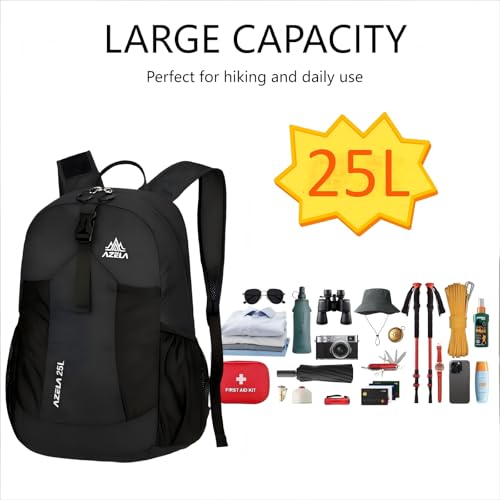 Mochila ligera plegable 25L para trekking negro miniatura 7