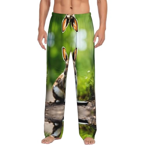 Pantalon de pyjama homme avec poches EdWal imprimé lapin XXXL noir taille élastique ample