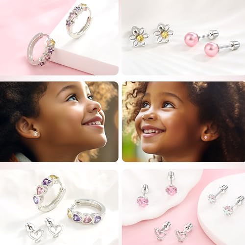 Hypoallergenic Earrings for Girls Surgical Stainless Steel Hoop Earrings Screw Back for Women 5