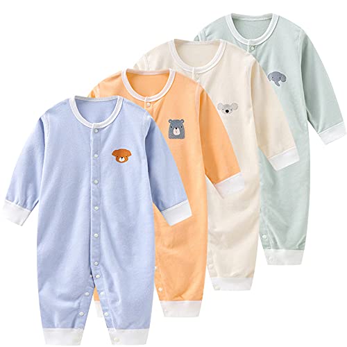 Image of Newborn Baby Boy Girl Organic Cotton Bodysuit Long Sleeve Jumpsuit 3-Pack Outfits Clothes,0-24Months