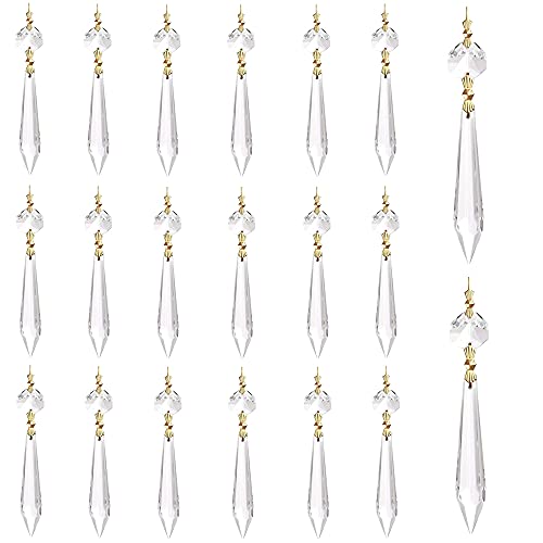 20 piezas de candelabro lámpara de techo gota prisma cuentas gemas cortina transparente lágrima acrílico transparente hebras de cristal para cortina jarrón jardín