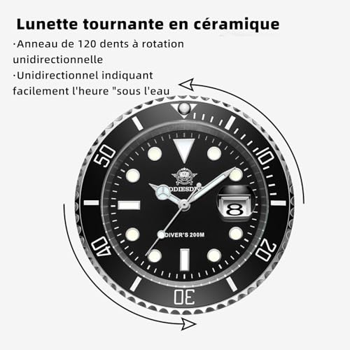 Miniatura 2 de Addiesdive 41mm Reloj Analógico De Cuarzo Para Hombre 20 Bar Resistente Al Agua Acero Inoxidable Reloj De Pulsera Para Hombre Grande Luminoso Negro