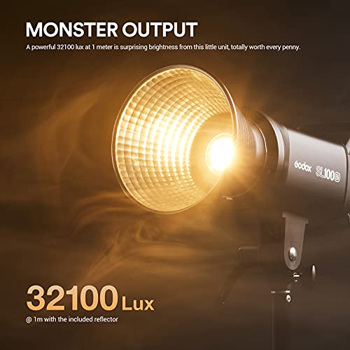 Image of Godox SL100Bi 100W Bi-Color LED Video Light Bowens Mount, 32100Lux@1M, LED Continuous Lighting w /11 FX Effects, 2800K-6500K TLCI97+, Wireless Control, Studio Light for Photography Video Live Streaming