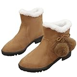 Botines de invierno para mujer, elegantes, botas cortas, botas de ante forradas, botas de invierno, estilo vintage, botas de vaquero hasta el tobillo, botas de invierno, ligeras, cómodas, para el