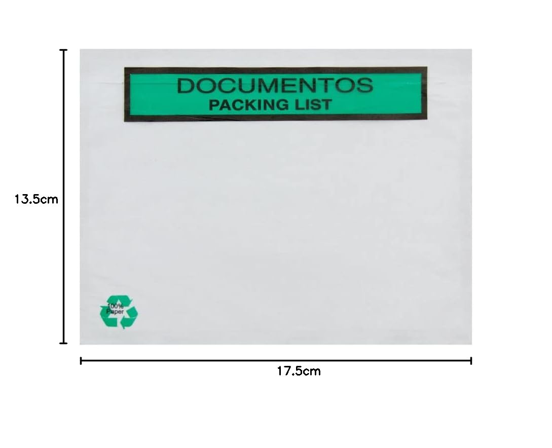 Bolsas Portadocumentos de Papel Transparente para Enviar Paquetes con Autocierre Adhesivo Fácil y Resistente. Bolsas para Embalaje de Correo y Envíos Seguros (100 UDS, 175x135)