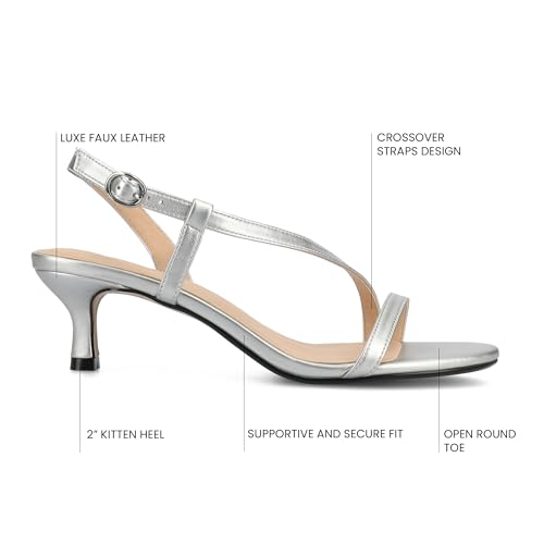 Journee Womens cushioned footbed Jemry Kitten Heel Faux Leather Open Toe Ankle Buckle 2-3 Inch Heel3