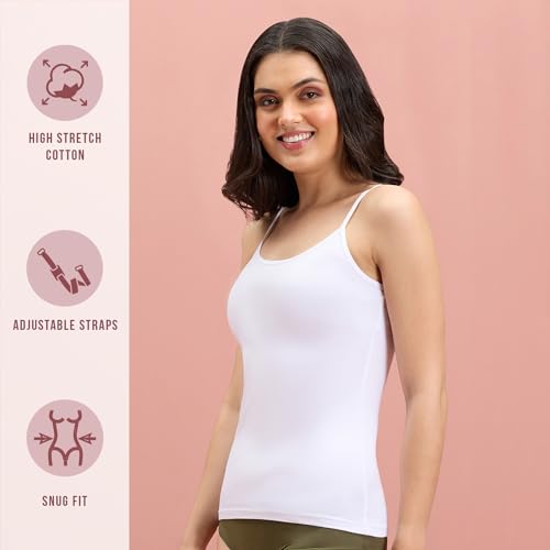 Image of NYKD by Nykaa Women's Camisole - NYC007 | Slip-on, Regular Fit Comfort, Knit Cotton, Solid Elegance