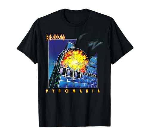Def Leppard Pyromania Black Cotton T-Shirt, Classic Fit, Crew Neck, Short Sleeve, Adult
