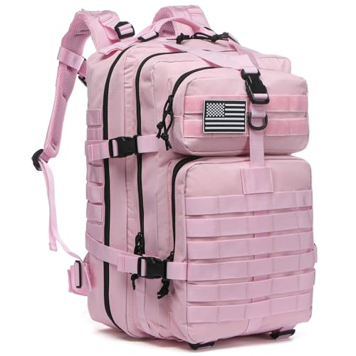 GUJOIN Mochila de 50L Resistente de Nylon Impermeable para Pesca, Caza, Militar, Táctica, Deporte, Camping, Senderismo, Rosa., 50 cm