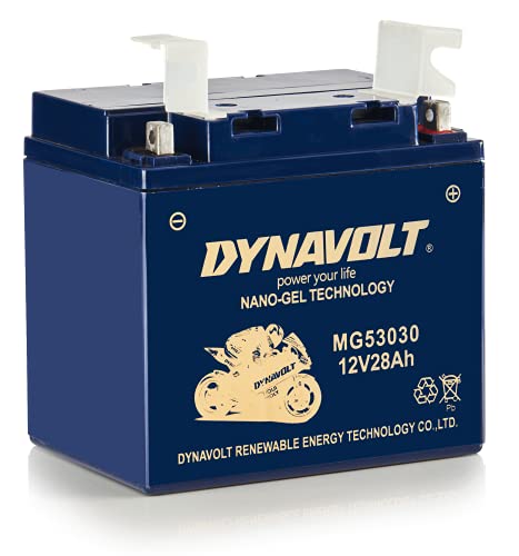 Batería de moto Dynavolt NANO GEL MG53030 12V 28Ah 350A, reemplaza 53030, Dimensiones: 178x123x166mm, Batería de moto de gel sin mantenimiento y a prueba de fugas