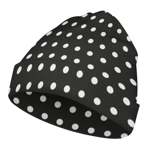 Polka Dot Pattern Kids Beanie Hat for for Girls Boys Children Cap Winter Knitted Chemo Cancer Headwear Accessories Gifts Decoration Black