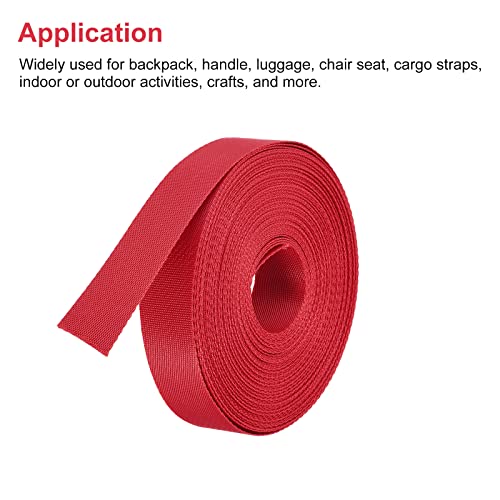 Image of MECCANIXITY Flat Nylon Webbing Strap 1 Inch 15 Yards Red for Backpack, Cargo Strap, Luggage-rack
