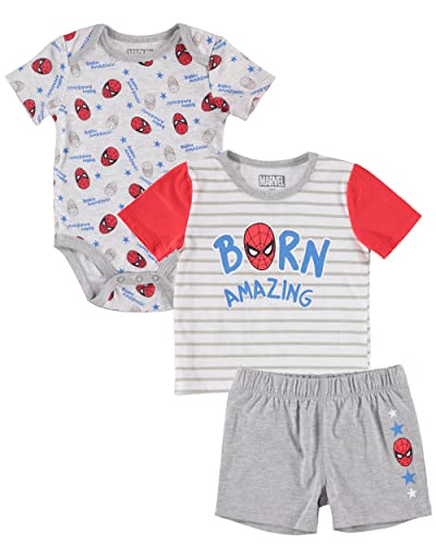 Image of Marvel Baby Infant Boys Short Sleeve Newborn Spiderman Character Bodysuit Avengers Baby Boy Clothes