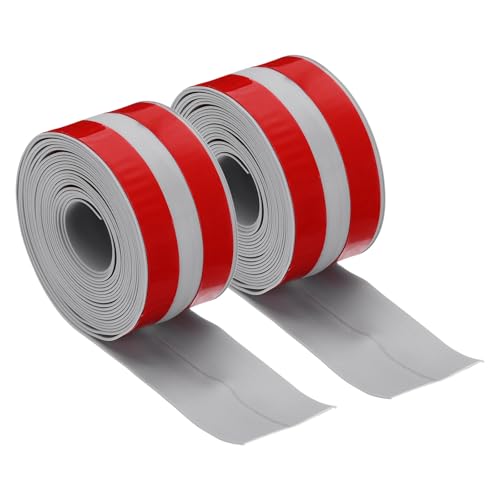Image of uxcell 126 inchx1.5 inch Caulk Tape Waterproof Tape Not Go Moldy Self Adhesive Shower Tape Caulk Strips for Kitchen Countertop,Bathroom Toilet Floor Grey 2Pcs