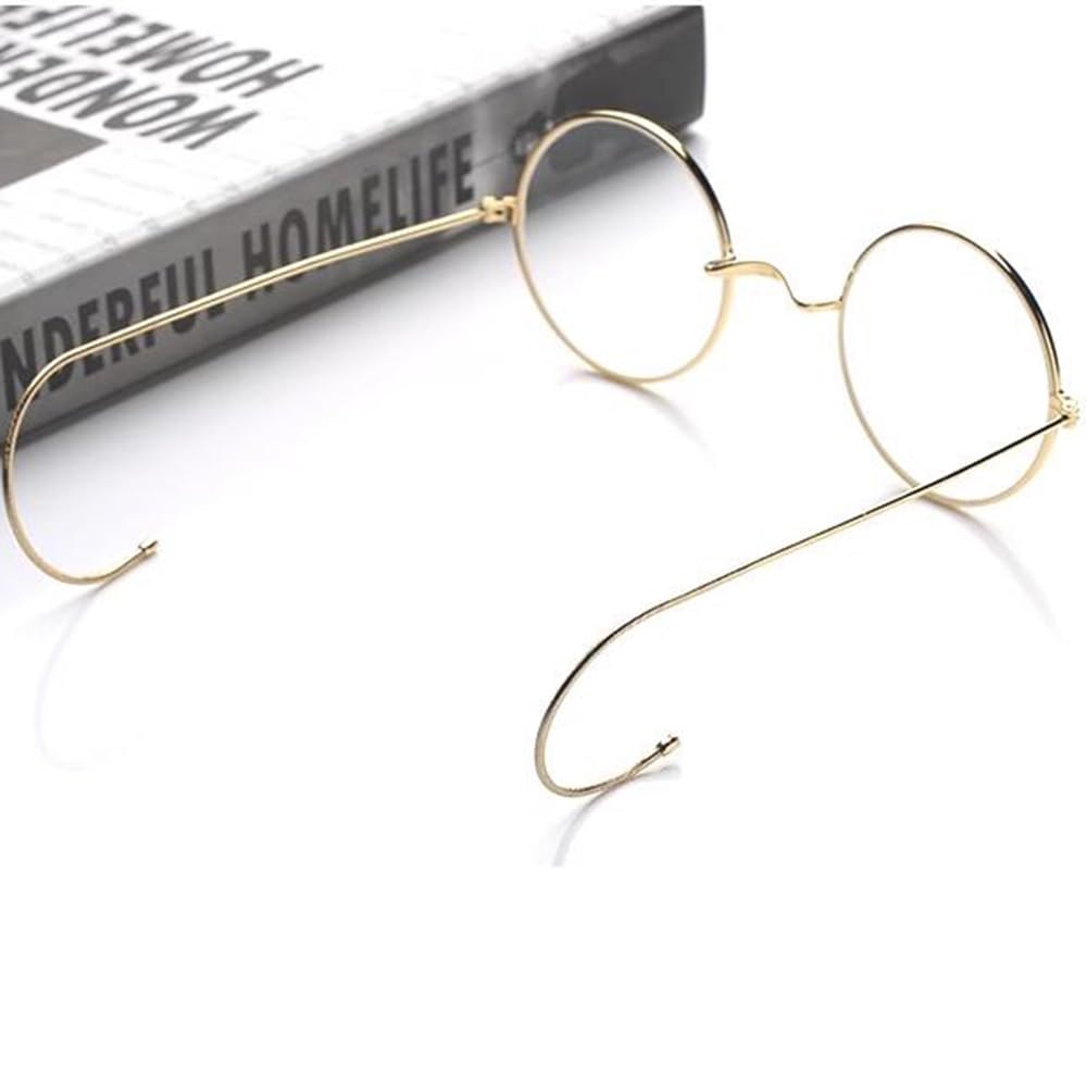 Round Lesebrille Kristall Linse Vintage Senior Lesebrille Metallrahmen Tragbar Computerbrille Unisex Mini Brille HD Anti-Glanz 2.0(+2.0)