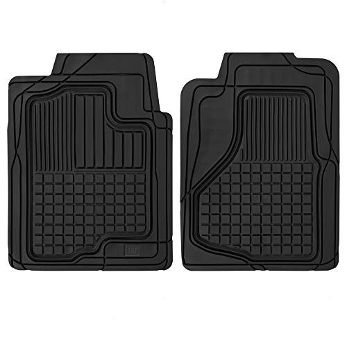 Caterpillar CAT Large Heavy Duty Odorless Rubber Floor Mats, Total Protection Durable Trim to Fit Liners for Car Truck SUV & Van, All Weather, Black (CAMT-150-BK)