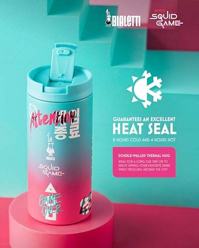 Image of Bialetti Squid Game Travel Tumbler - Double-Wall Stainless Steel, Thermal Insulated, 8 Hours Cold /4 Hours Hot, Perfect for Travel and Daily Use (12 oz - 360 ml)