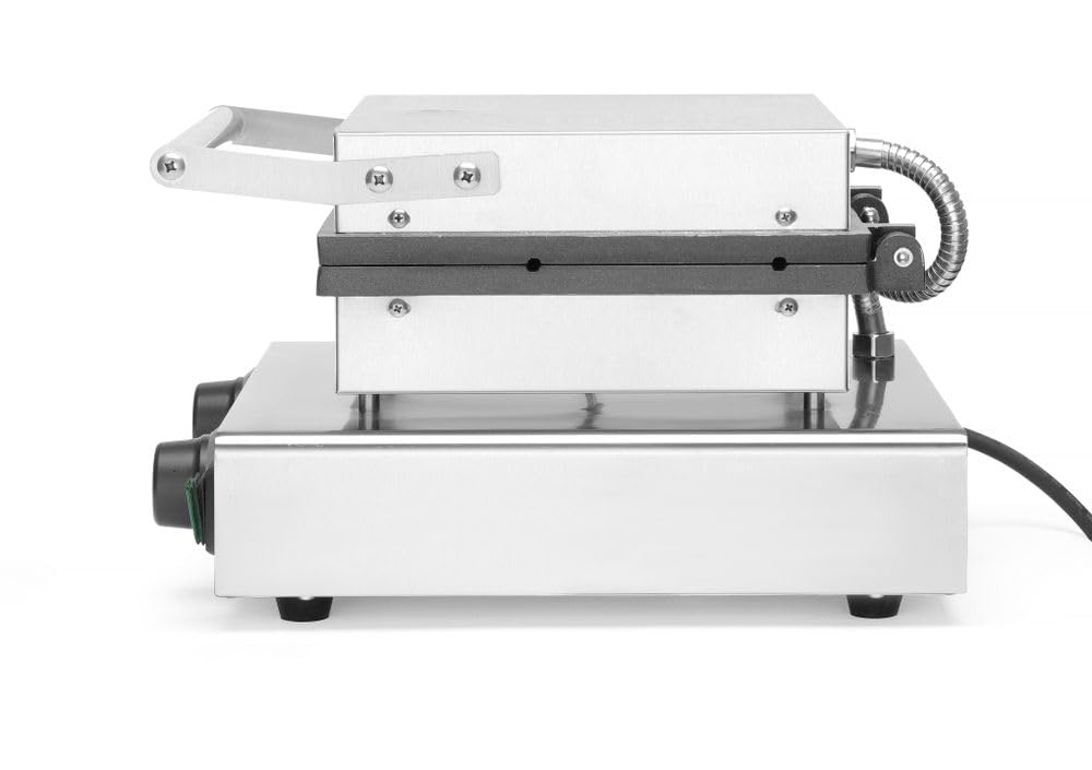 HENDI Gaufrier "sucettes", pour 4 délicieuses gaufres sur un bâton, température est réglable en continu de 50˚C à 220˚C, Teflon®, 230V, 1750W, 310x395x(H)230mm, acero inoxidable 18/0