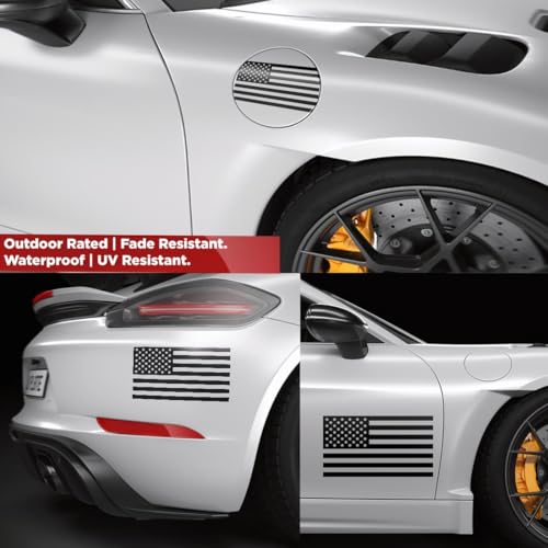 Image of American Flag Vinyl Decal USA Tactical Military Patriotic Subdued (Black) (Set of 2) Premium Waterproof Vinyl Decal Stickers for Car Truck RV Helmet Bumper Window Laptop Rearview Mirror
