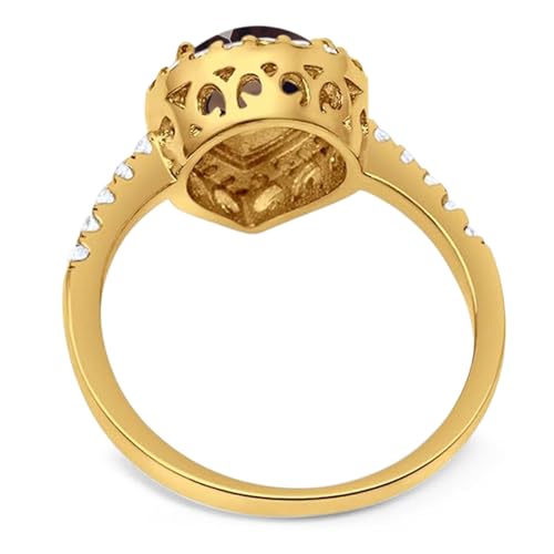 OMRANII Art Deco Pear Teardrop Natural Chocolate Smoky Quartz Vintage Style Halo CZ Wedding Engagement Rings For Women 925 Sterling Silver3