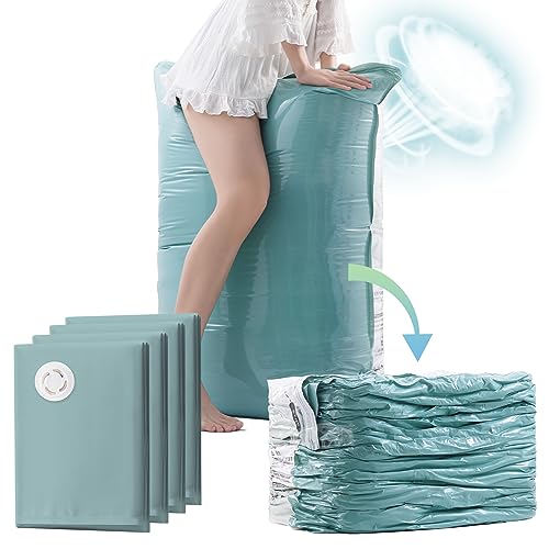 TAILI Vacuum Storage Bags 4 Pack, Jumbo Cube (31x40x15 Inch), Vacuum Seal Bags for Beddings, Comforters, Pillows, Clothes, Space Saving for Closet and Home Storage, Forest Green