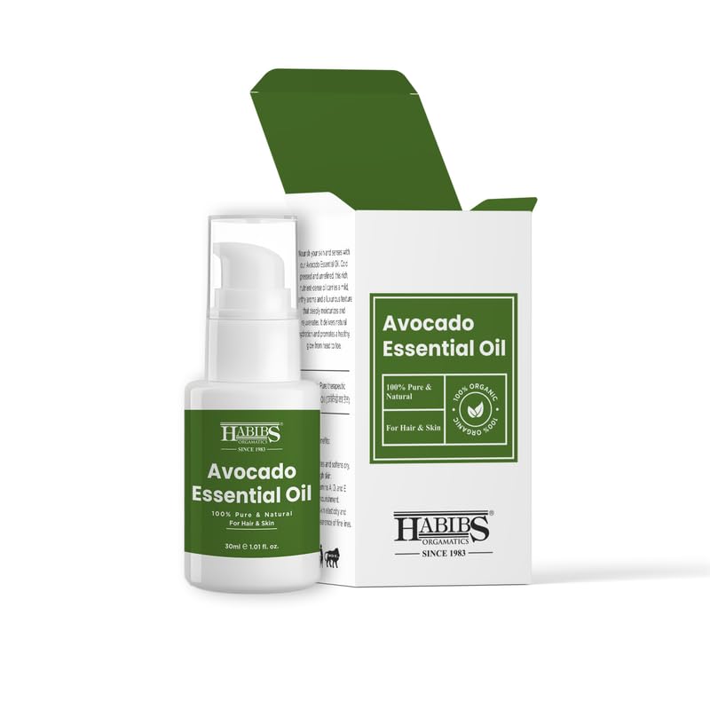 Image of Habibs Pure Avocado Carrier Oil - 100% Natural, Cold-Pressed for Deep Skin Hydration & Hair Repair 30ML