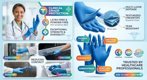Image of Professional Goniometer Set of Physiotherapy Kit with Knee Hammer, Stainless Steel Measurement Tools, One Pair Blue Gloves, Face Mask, Marker Pen, Red Storage Case.