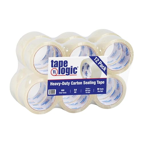 Image of Tape Logic Packing Tape (12-Rolls), 2 inch x 55 yd - Heavy Duty Packaging Tape Refill for Shipping, Moving, Order Fulfillment, Acrylic 2.6 Mil