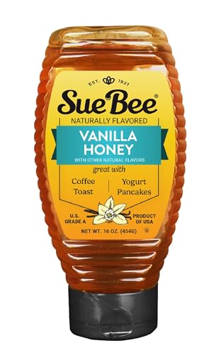 Sue Bee Naturally Flavored Vanilla Honey For Coffee and Pancakes, Salads, Made in USA, 16 oz