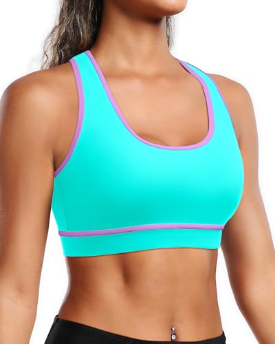 Image of Holipick Women's Sports Bra Bikini Tops Racerback Swim Top Scoop Neck Bathing Suits Top Modest Padded Crop Tops Swimsuit Only