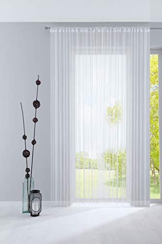 Fadengardine, HxB 250x300 cm, Weiß Lurex mit Tunneldurchzug und...