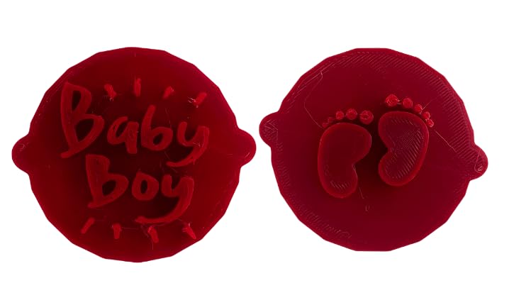 Baby Boy Cake Cupcake Cookie Stamp Embosser for Icing Fondant Baby Shower Cookie Cutter Set of 2