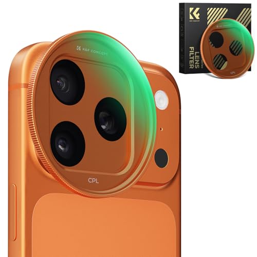 K&F CONCEPT FCA01 Snap-On CPL Filter for iPhone 17 Pro Max/17 Pro, 9.5g Ultra-Lightweight Polarizing Filter with Snap-on Deco Mount, AGC Glass 28-Layer Coating Anti-Reflection