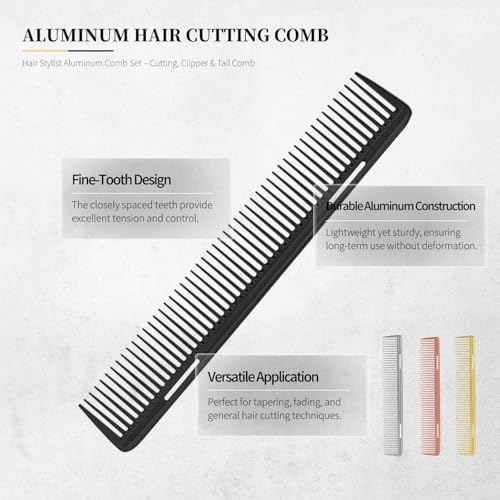 3 Peines de Aluminio para Hombre y Mujer, Profesional miniatura 5