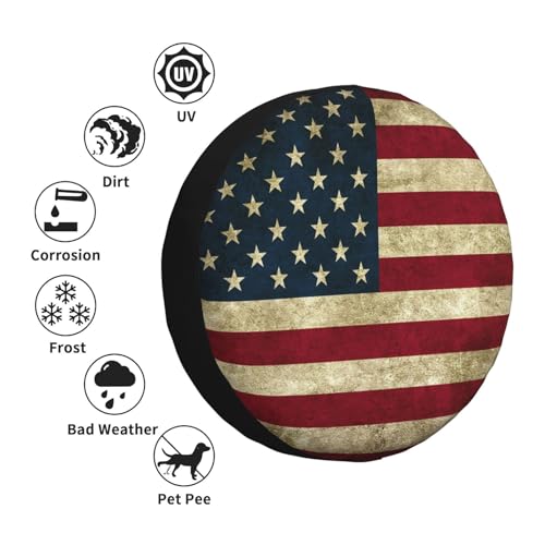 Image of Spare Tire Cover American Flag Wheel Covers USA Flag Weatherproof Universal Wheel Protectors for Rv SUV Camper Travel Trailer 15 Inch