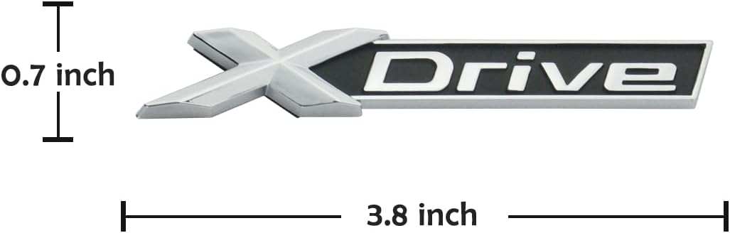 1Pc Metal X-Drive Rear Emblem Badge Sticker Decal Replacement for XDrive Trunk Fender (Silver Black)