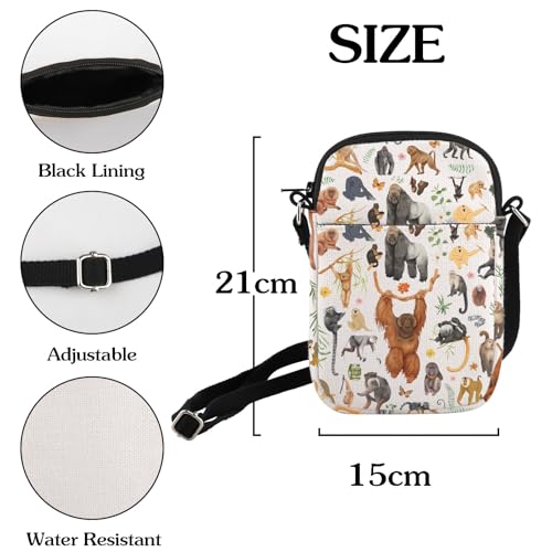 Primates Crossbody Bag Monkeys Lover Gift African Monkeys Gift Gorillas Small Belt Bag2