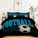 Bettdecke 220x240 cm 4 Jahreszeiten, 3D Retro-Fußball Wende Steppdecke Mehrfarbig Warme und Weiche Ganzjahresdecke Bettdecken - Waschbar Allergiker Zudecke Vierjahreszeiten mit 2 Kissenbezug (ZQ38)