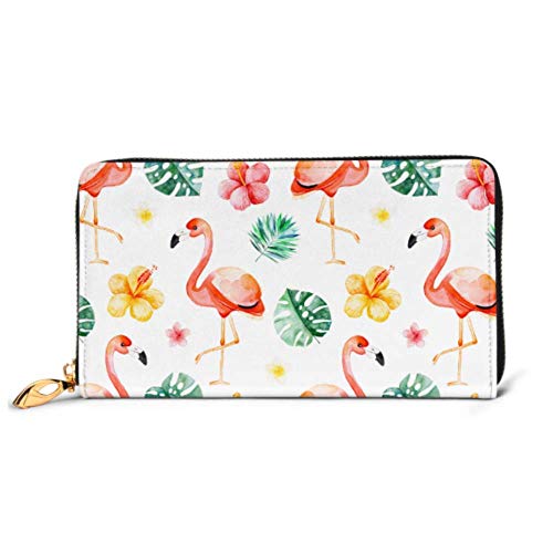 Preisvergleich Produktbild JHGFG Mode Handtasche Reißverschluss Brieftasche Handbemaltes Muster Mehrfarbig Flowertropical Telefon Kupplung Geldbörse Abendkupplung Blockieren Leder Brieftasche Multi Card
