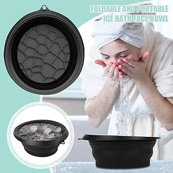 Portable Ice Face Tub for Cold Water Therapy, Facial Ice Bath Bowl with Lid, Reusable Plastic Ice Bath Bucket for Skin Tightening, Puffiness Reduction and Facial Glow 1