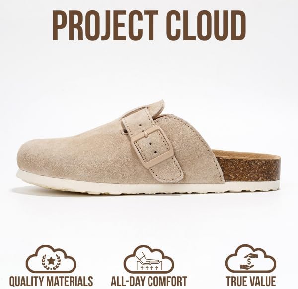 Project Cloud 100% Genuine Leather Footbed Clogs for Women - Memory Foam Arch Support Slippers for Women - Trendy Slip-ons Women's Mules & Clogs Sandals - Image 4