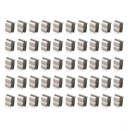 Volakebeing Edelstahl-Solarmodul-Drahtklemmen, Kabelklemmen, für PV-Verkabelung, Boot, 2 x 6 mm, Federqualität, Metall-Clips, mit Flaired Edges Protector für Kabelmanagement (50 Stück)