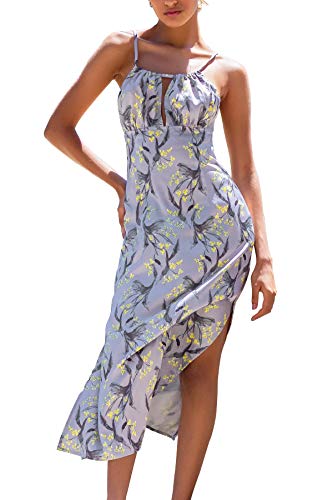 CUPSHE Women s Floral Keyhole Sleeveless Mid Calf Dress, M