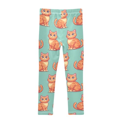 Orange Cat Cute Girls Leggings Athletic Pants Tights Stretch Bottom2