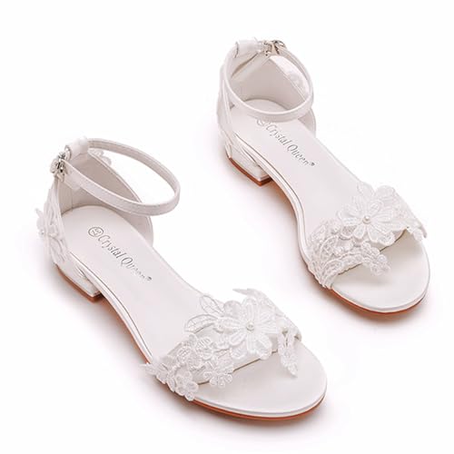Generic Bridal Wedding Shoes Low Heel Lace Wedding Sandals Open Toe Ankle Strap Evening Party Summer Shoes 2Cm Prom Dress Shoes4