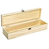 Useekoo 1 Pack Unfinished Wooden Box with Hinged Lid, 14.5' x 3.8' x 3.1' Wood Storage Box, Wooden Keepsake Storage Container for Gift, Home Decorations, Wine Collection, Memorial Display