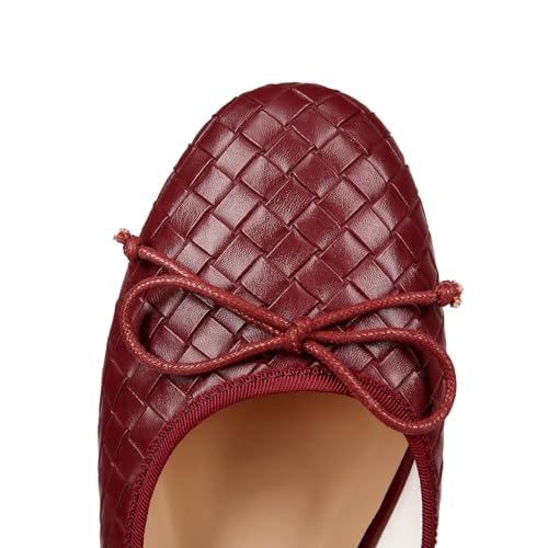 Woven Ballet Flats for Women Round Toe Bow Mary Jane Flat with Strap Comrtable Casual Dressy Shoes4