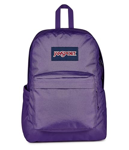 Image of JanSport SuperBreak Plus Backpack with Padded 15-inch Laptop Sleeve and Integrated Bottle Pocket - Spacious and Durable Daypack for Work and Travel, Daydream Contrast Purple /Blue /Purple /Mul