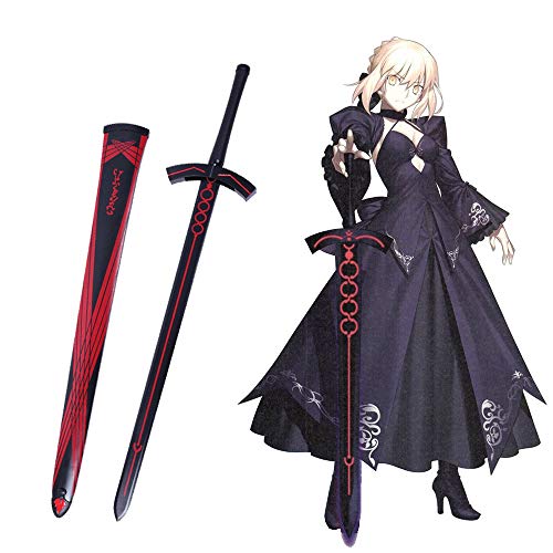 Yongli Sword Fate Stay Night Fate Grand Order Saber Japanese Anime Game Cosplay Replica Steel Sword Excalibur Sword in The Stone (Black)